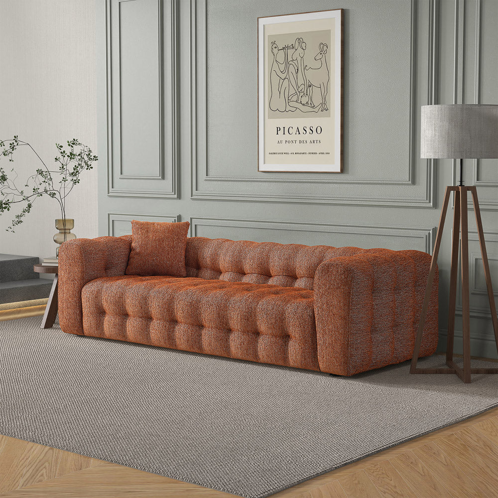 Marceille Modern Boucle Sofa in Burnt Orange