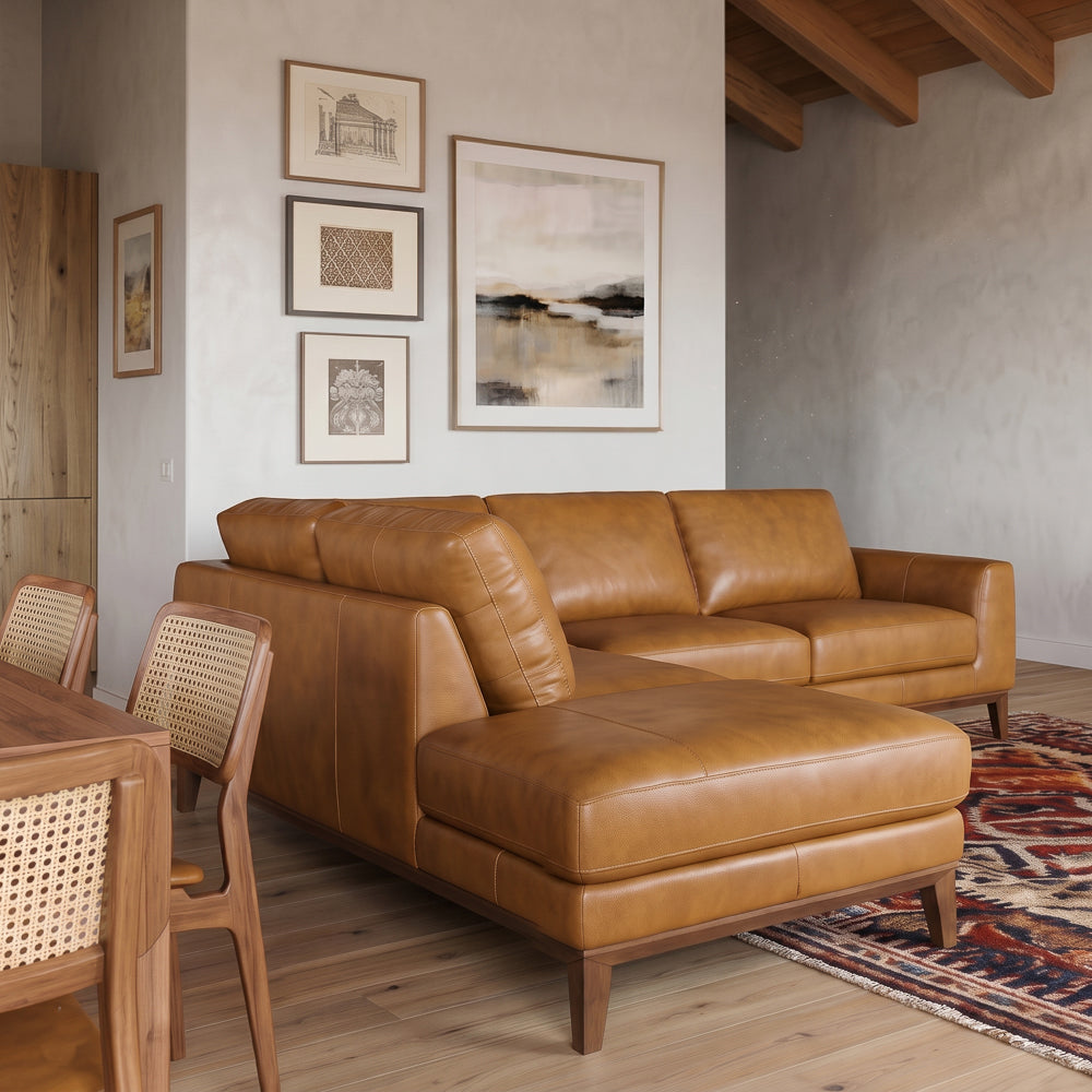 Mayfair Luxury Tan Leather Sectional | MidinMod