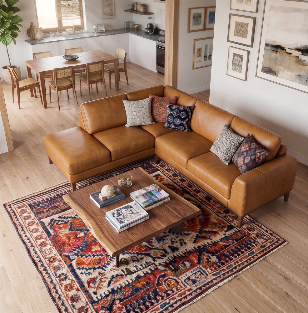 Mayfair Luxury Tan Leather Sectional | MidinMod