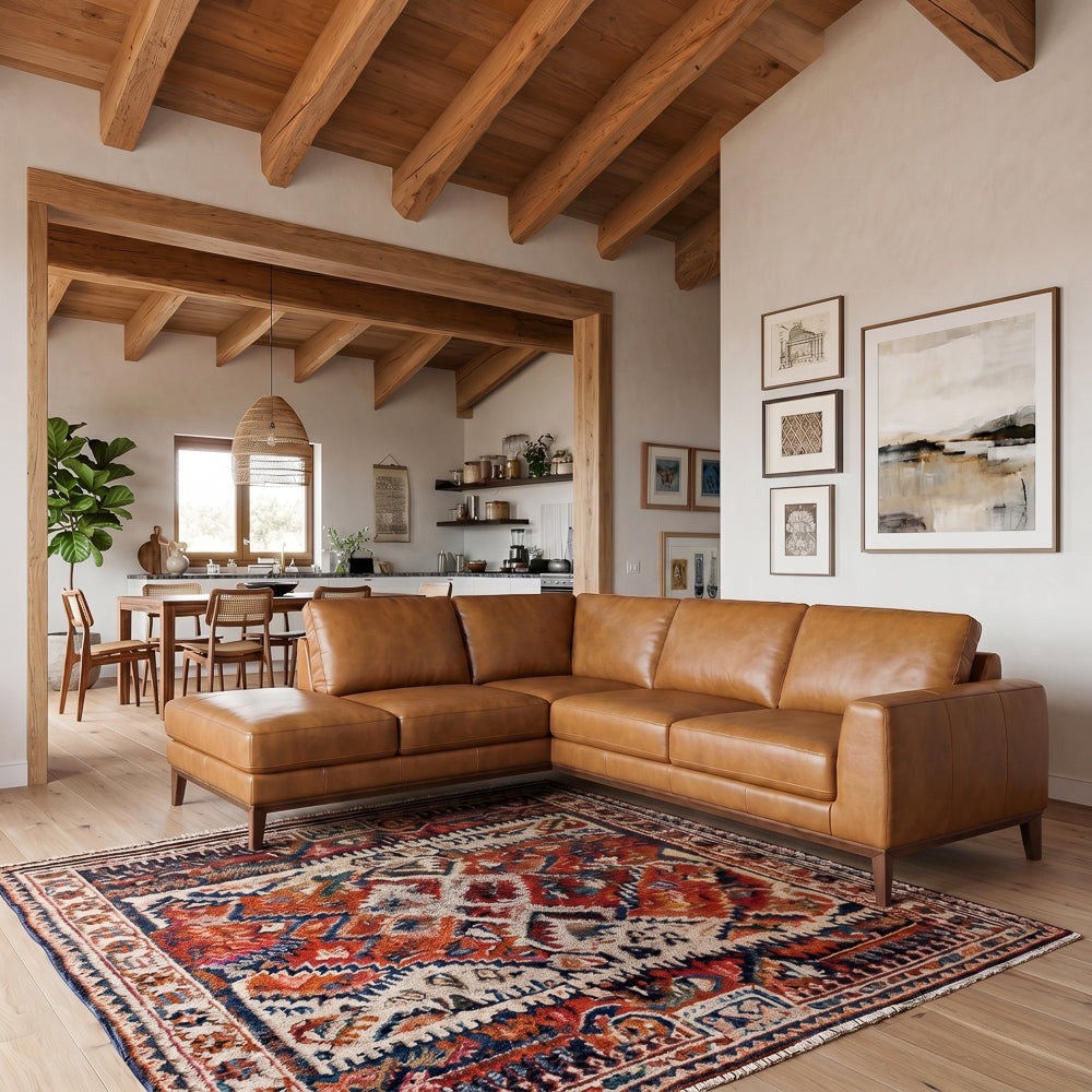 Mayfair Luxury Tan Leather Sectional | MidinMod