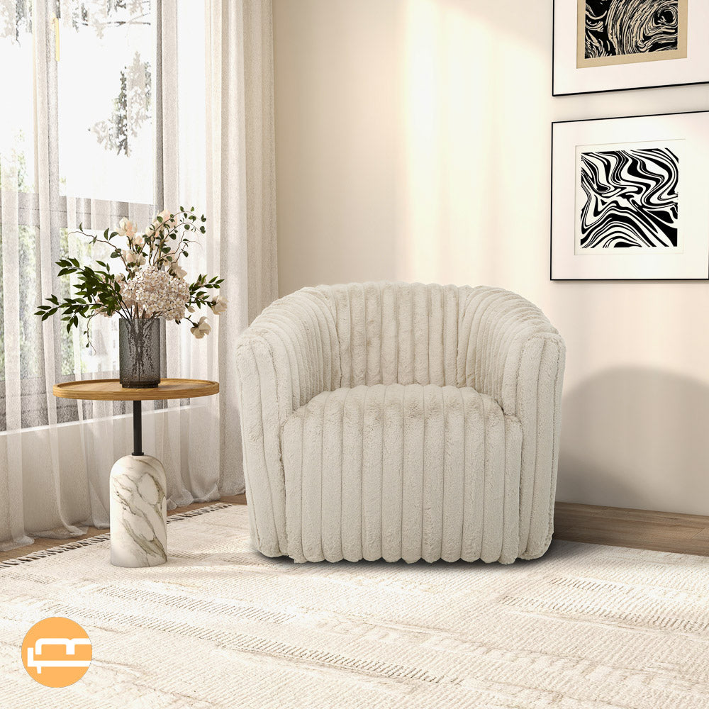 Mayfield Light Gray Soft Plush Fabric Swivel Chair