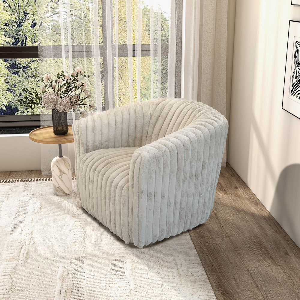 Mayfield Light Gray Soft Plush Fabric Swivel Chair - MidinMod 