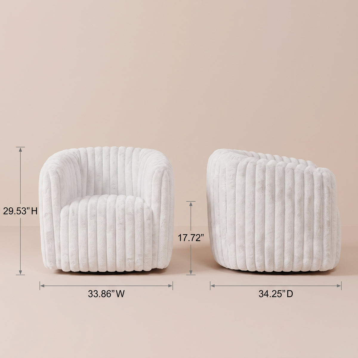 Mayfield Light Gray Soft Plush Fabric Swivel Chair - MidinMod 