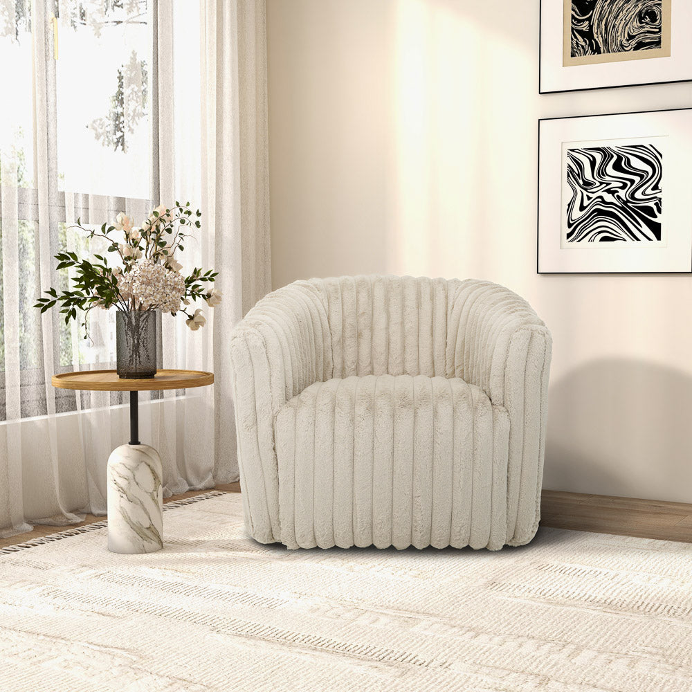Mayfield Light Gray Soft Plush Fabric Swivel Chair - MidinMod 