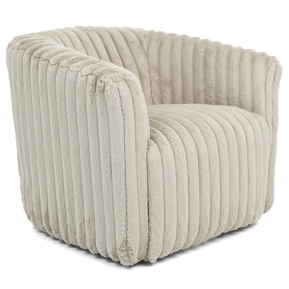 Mayfield Light Gray Soft Plush Fabric Swivel Chair - MidinMod 