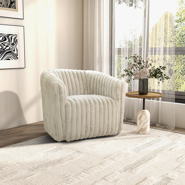 Mayfield Light Gray Soft Plush Fabric Swivel Chair