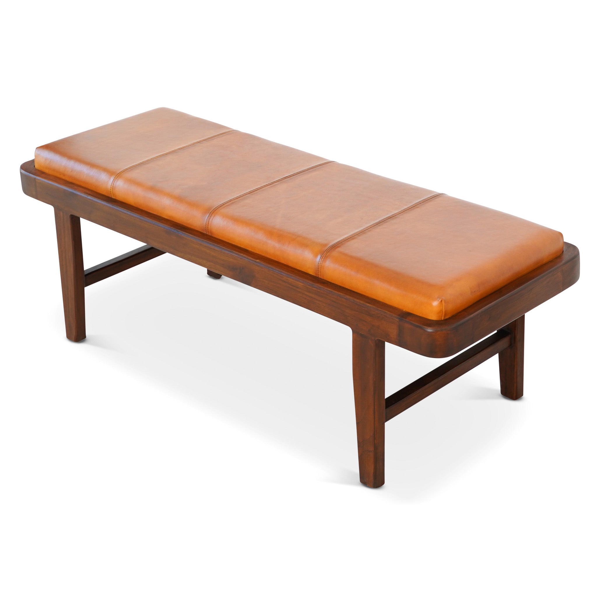 Maywood Tan Leather Bench - MidinMod
