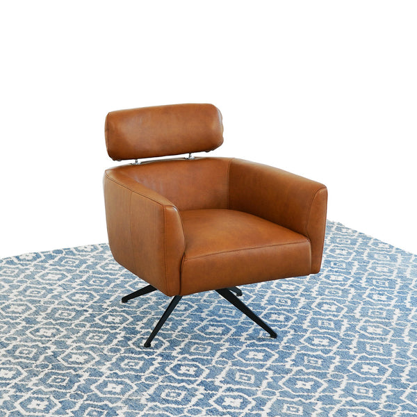 Megan Tan Leather Swivel Lounge Chair - MidinMod