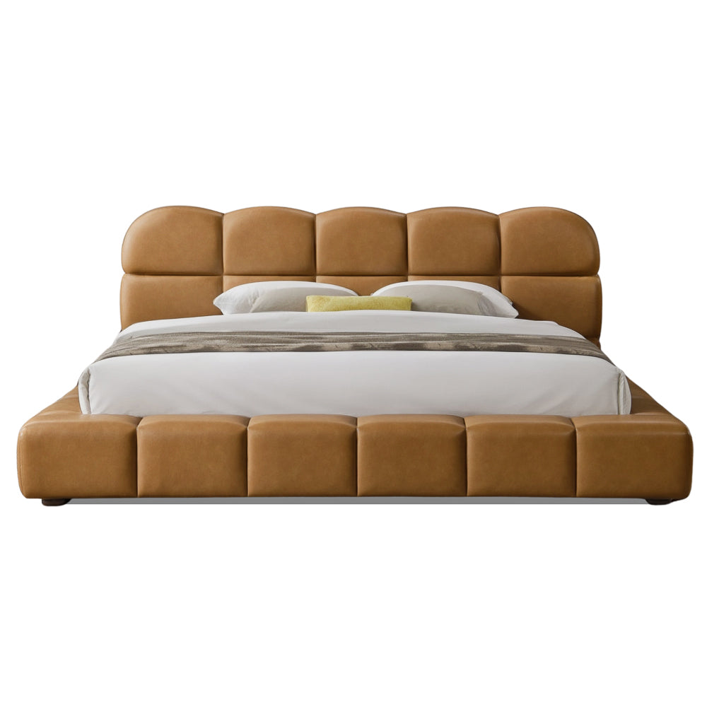 Melania Vegan Leather Biscuit-Tufted Platform Bed - MidinMod