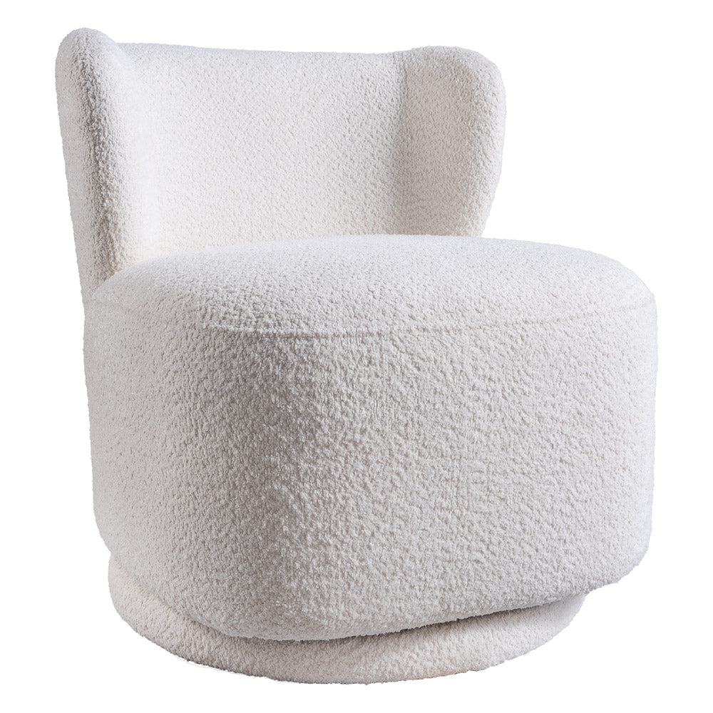 Meridian Cream Boucle Swivel Barrel Chair