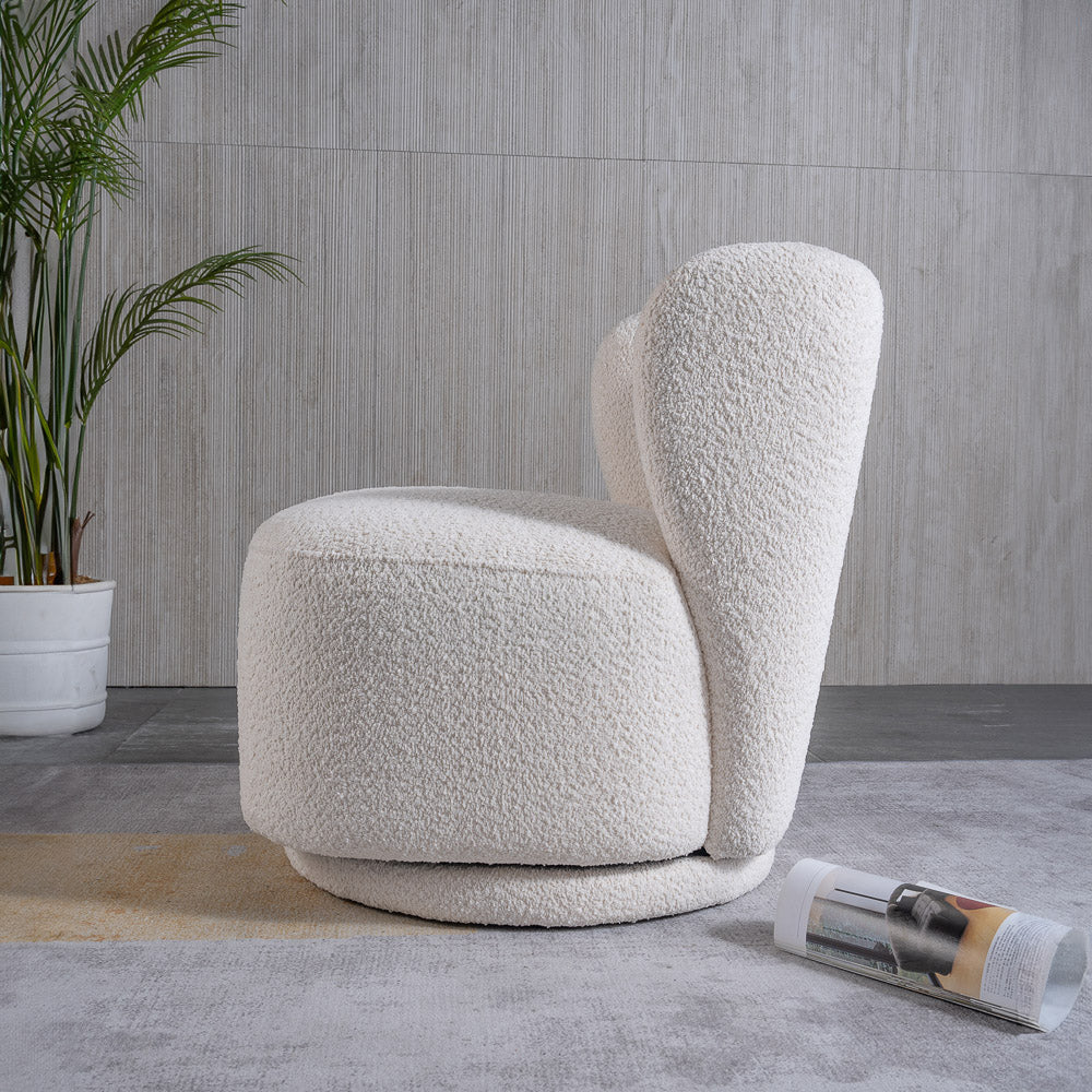 Meridian Cream Boucle Swivel Barrel Chair