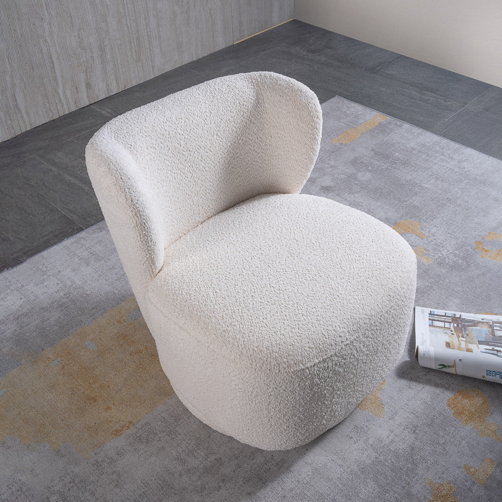 Meridian Cream Boucle Swivel Barrel Chair