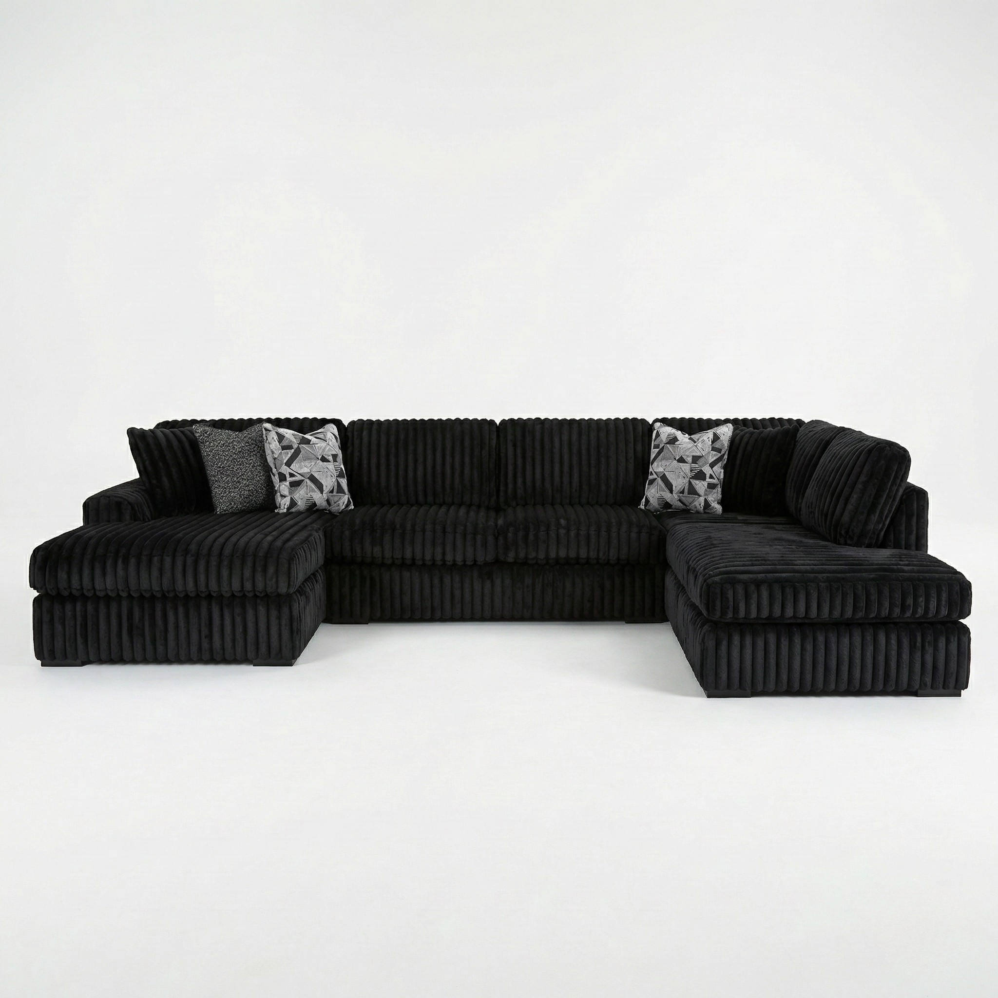 Midnight-Madness 3-Piece Jumbo Corduroy Sectional with Chaise | MidinMod 