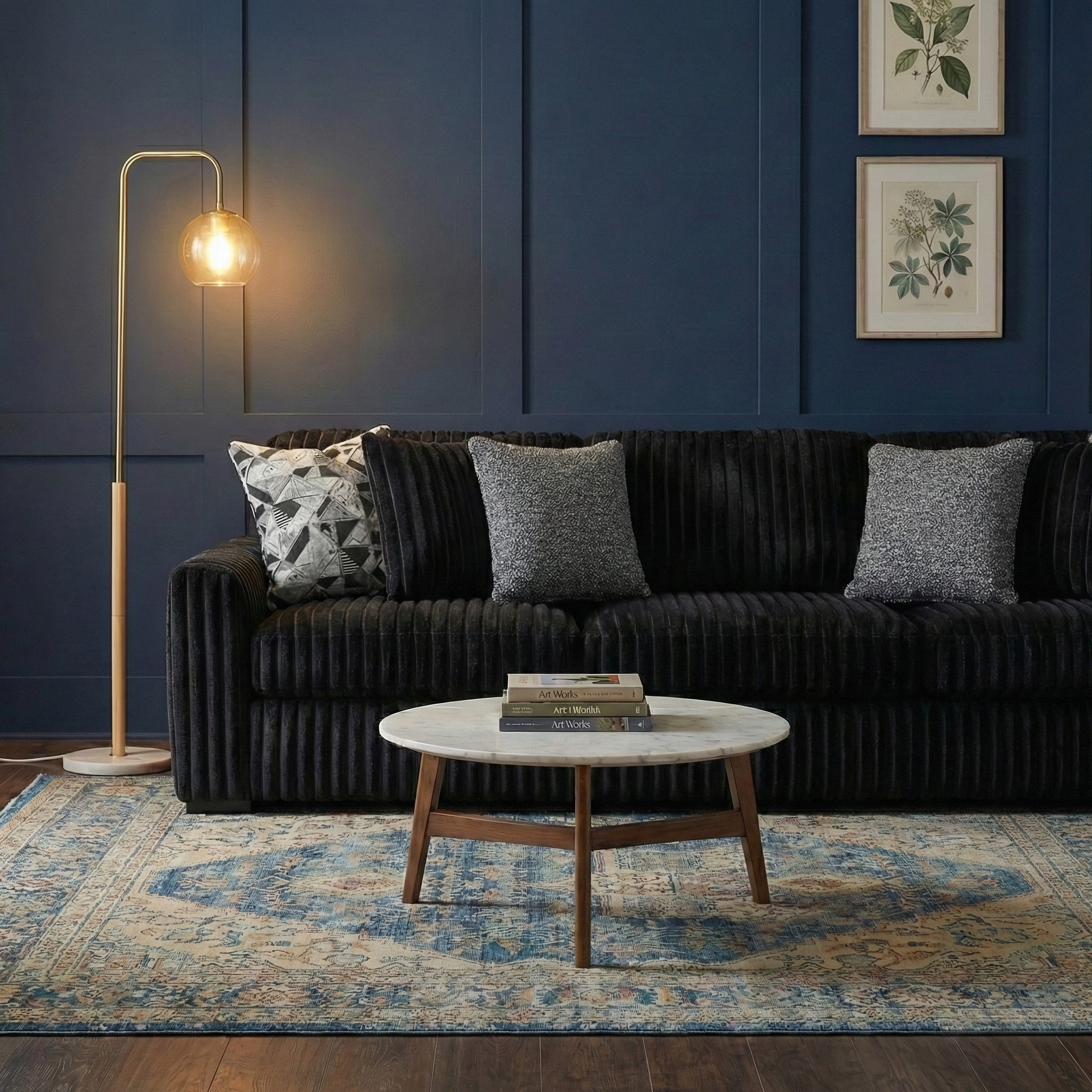 Midnight-Madness Jumbo Corduroy 2-Piece Sectional Sofa | MidinMod