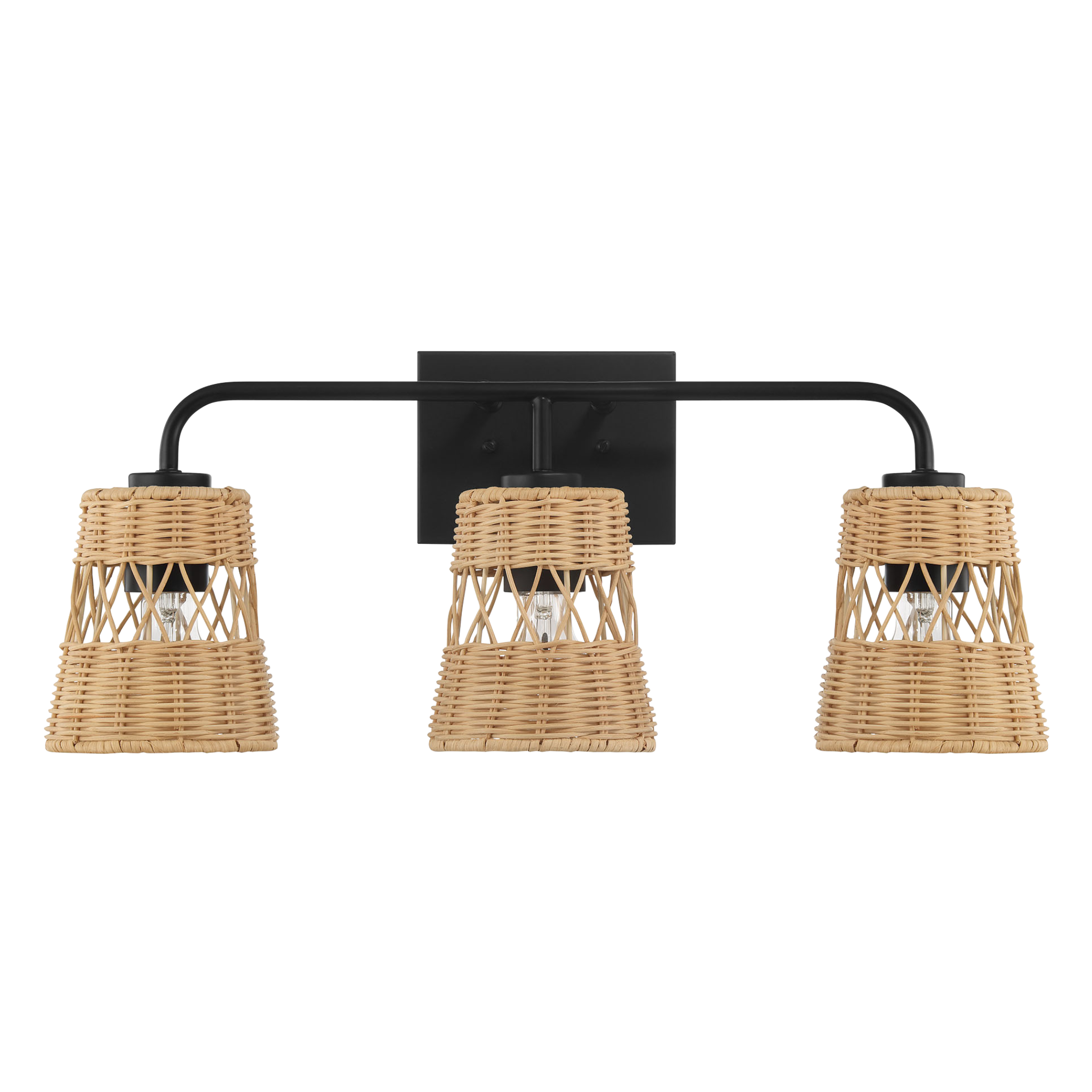 Moonlit Three Lights Wall Sconce | Rattan Shades & Sleek Frame | MidinMod