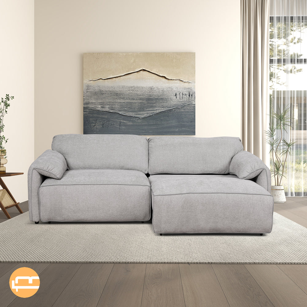 Morris Dual PWR Slider Sofa - Silver Chenille