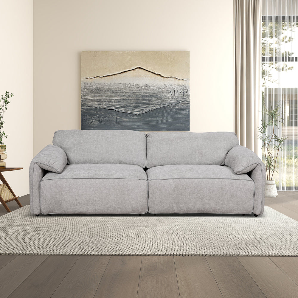 Morris Dual PWR Slider Sofa - Silver Chenille