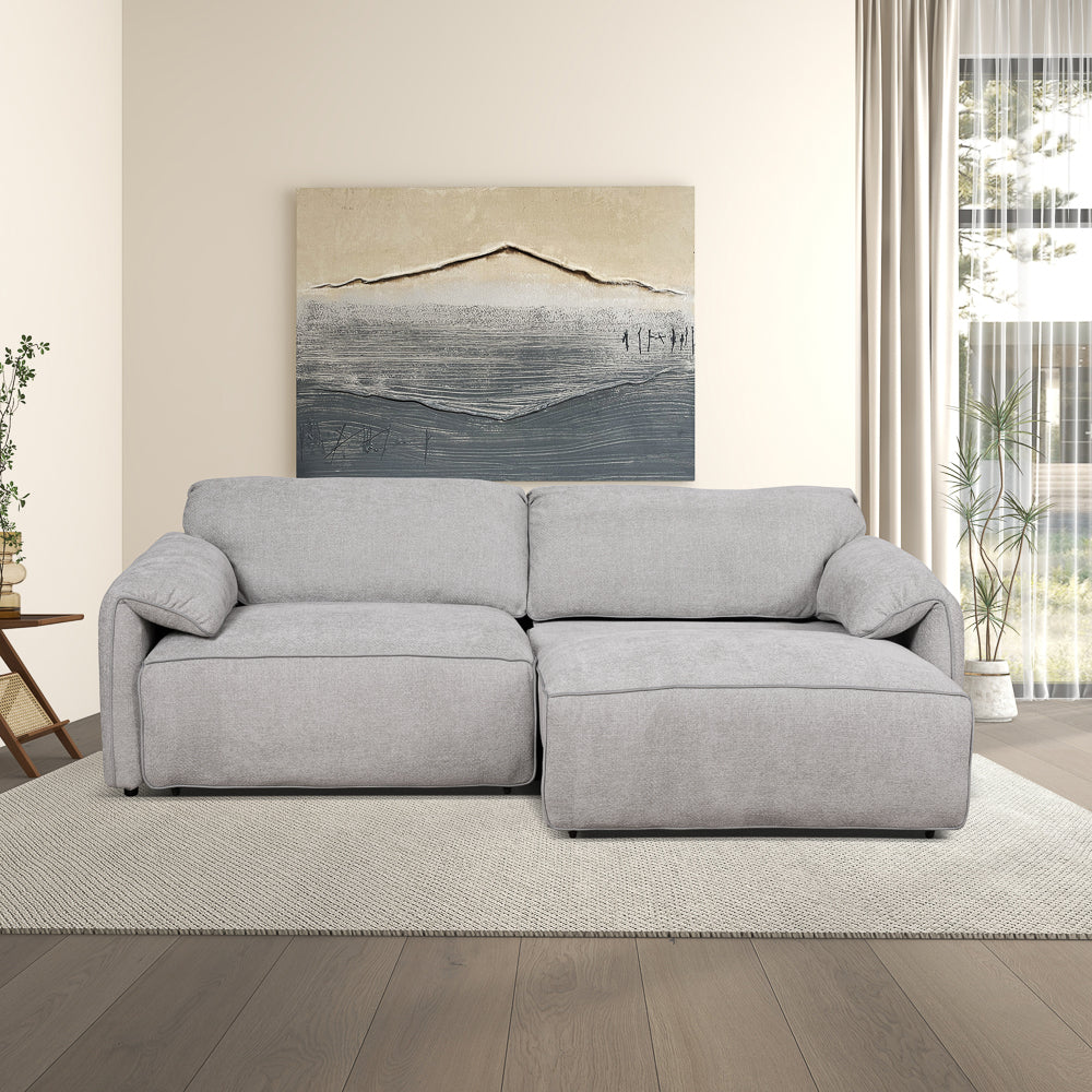 Morris Dual PWR Slider Sofa - Silver Chenille