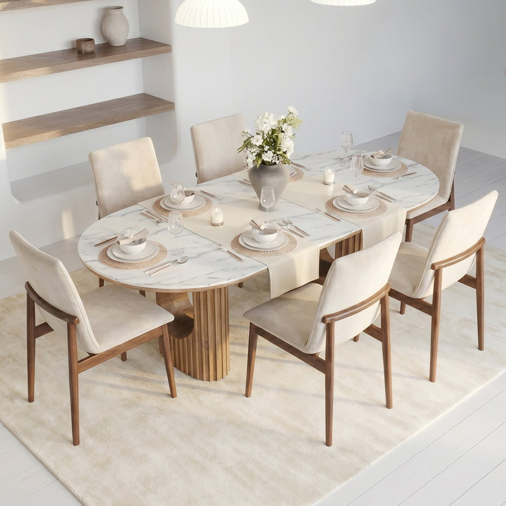 Moss Beige Velvet Dining Chairs | Mid-Century Side Chairs | MidinMod