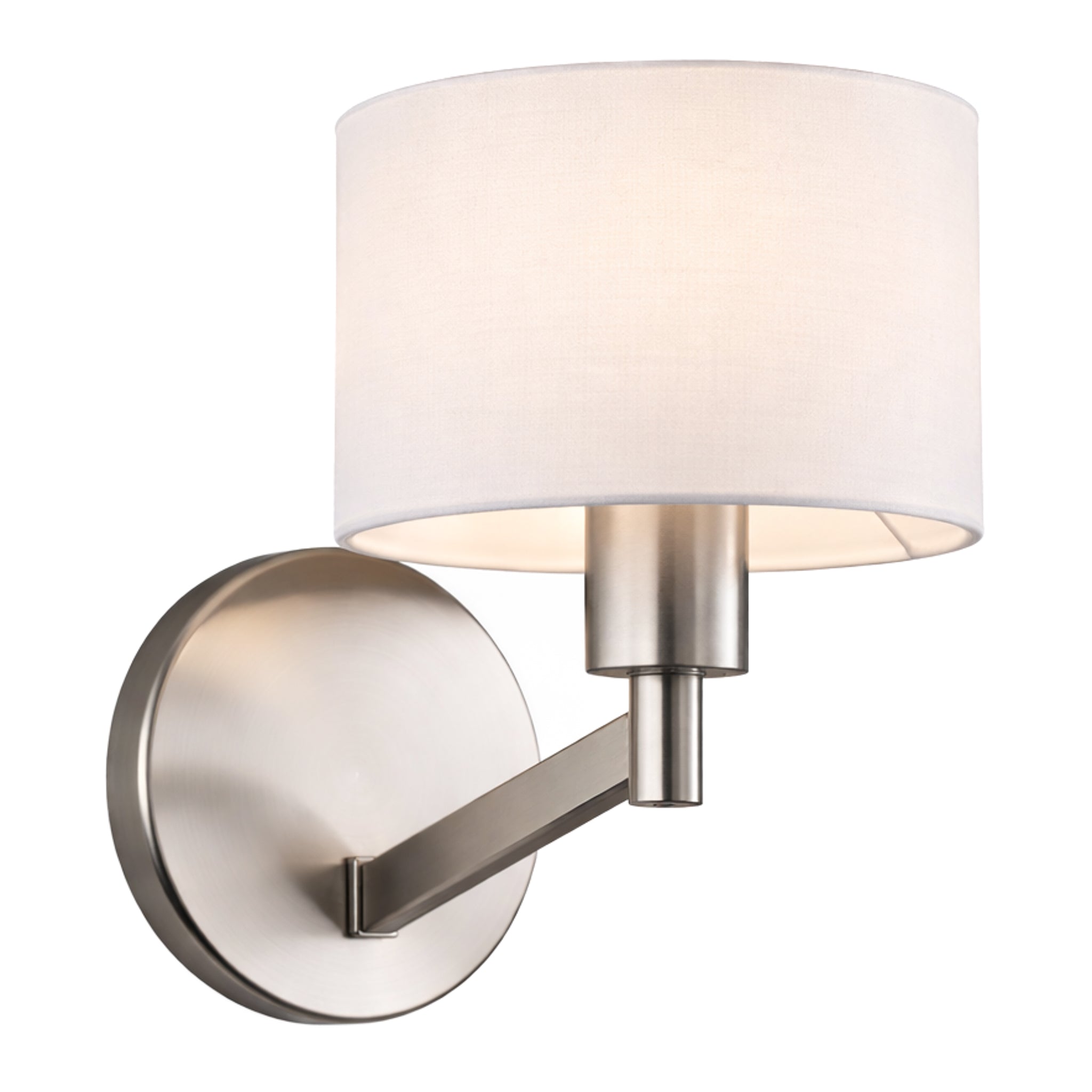 Nebula Wall Lamp | Brushed Nickel Base & White Fabric Shade | MidinMod