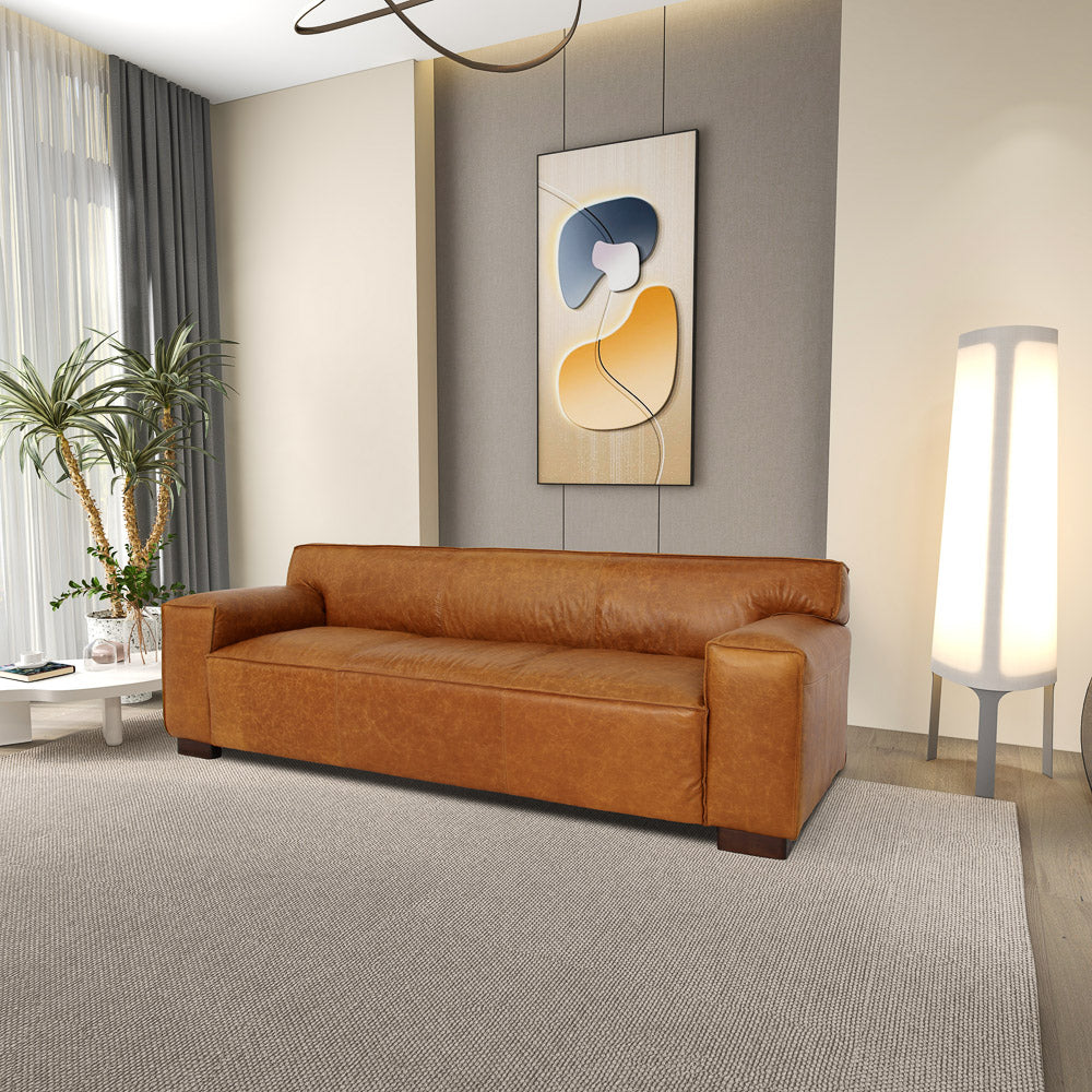 Newbury Waxy Cognac Leather Sofa - MidinMod