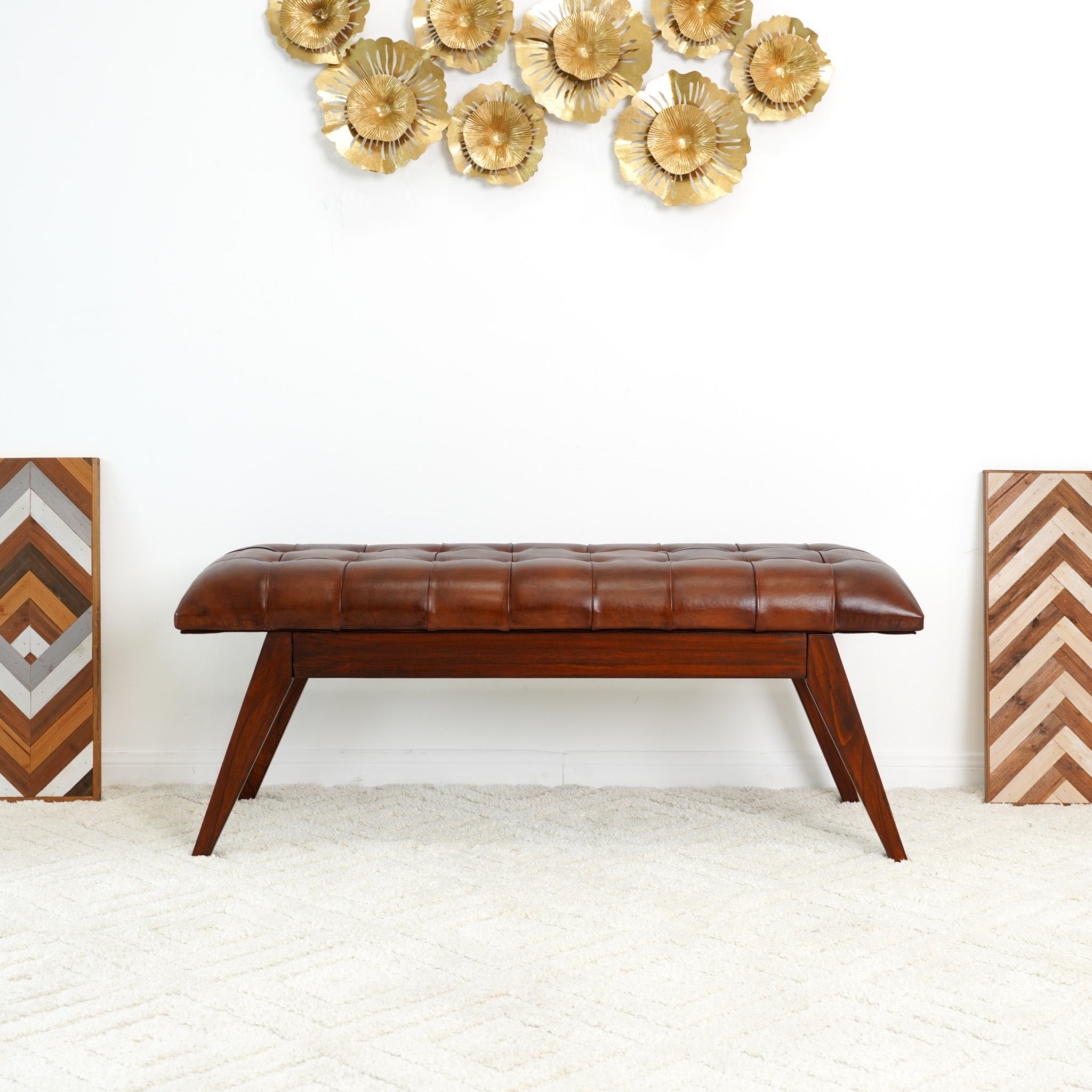 Niles Leather Bench