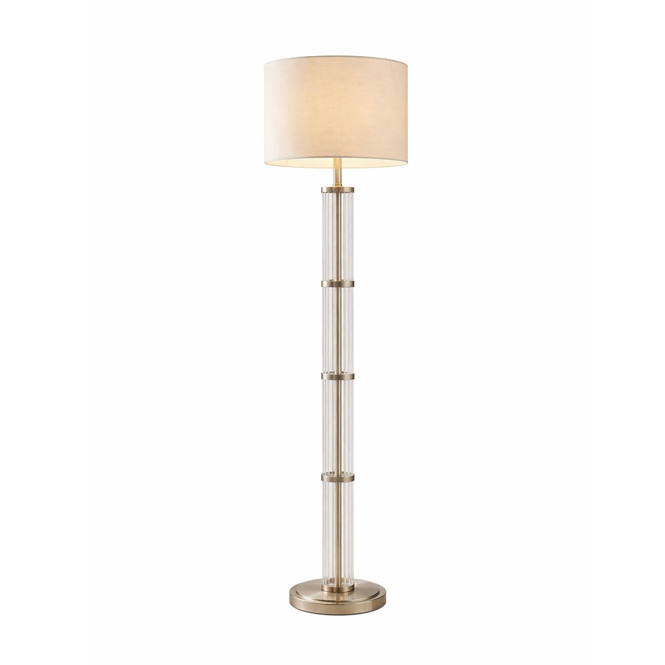 Nimbus Brushed Nickel Floor Lamp with 3-Way Rotary Switch and Clear Glass Body | MidinMod
