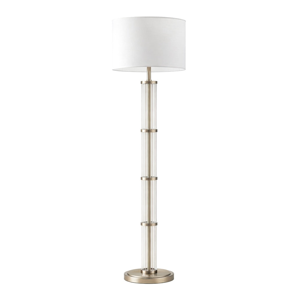 Nimbus Brushed Nickel Floor Lamp with 3-Way Rotary Switch and Clear Glass Body | MidinMod