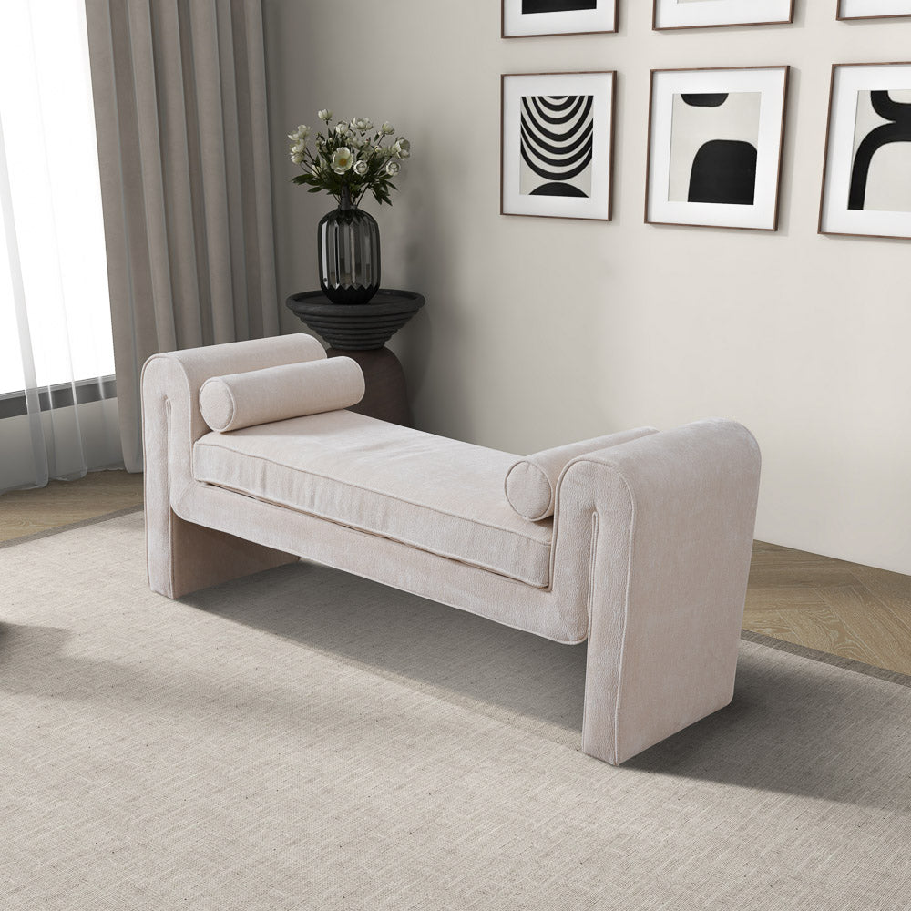 Northbrook Cream Chenille Bench