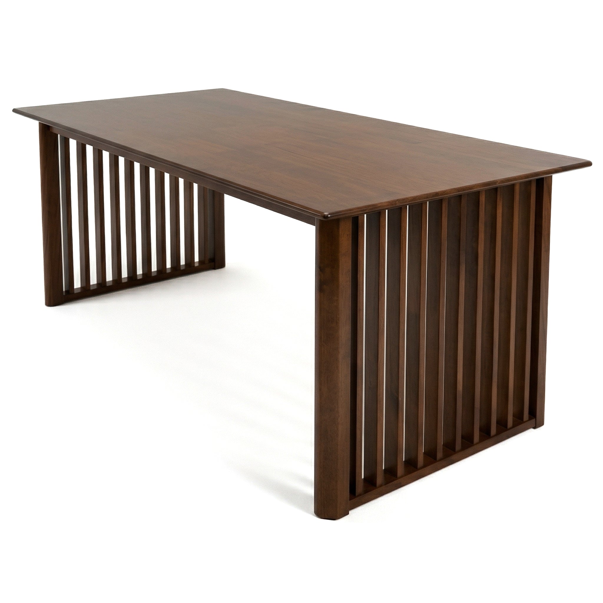Nuvella Solid Wood Rectangular Dining Table with Ribbed Slab Legs – Walnut Finish | MidinMod