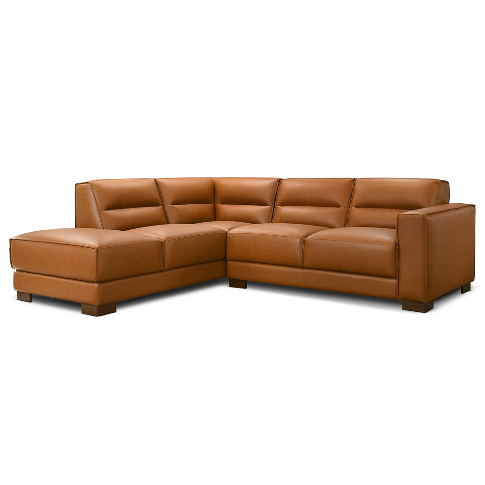 Oliver Left-Facing Cognac Vegan Leather Sectional Sofa