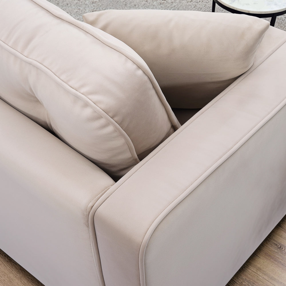 Oregon Mid-Century Modern Beige Velvet Sofa - MidinMod
