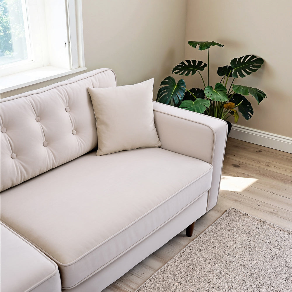 Oregon Mid-Century Modern Beige Velvet Sofa - MidinMod