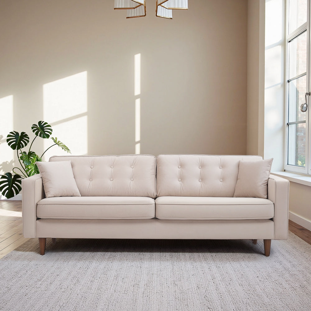 Oregon Mid-Century Modern Beige Velvet Sofa - MidinMod