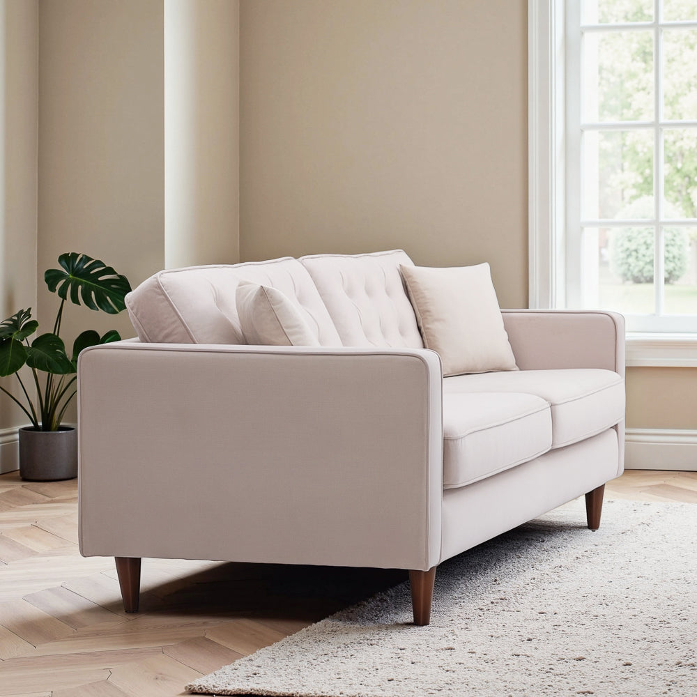 Oregon Mid-Century Modern Beige Velvet Sofa - MidinMod