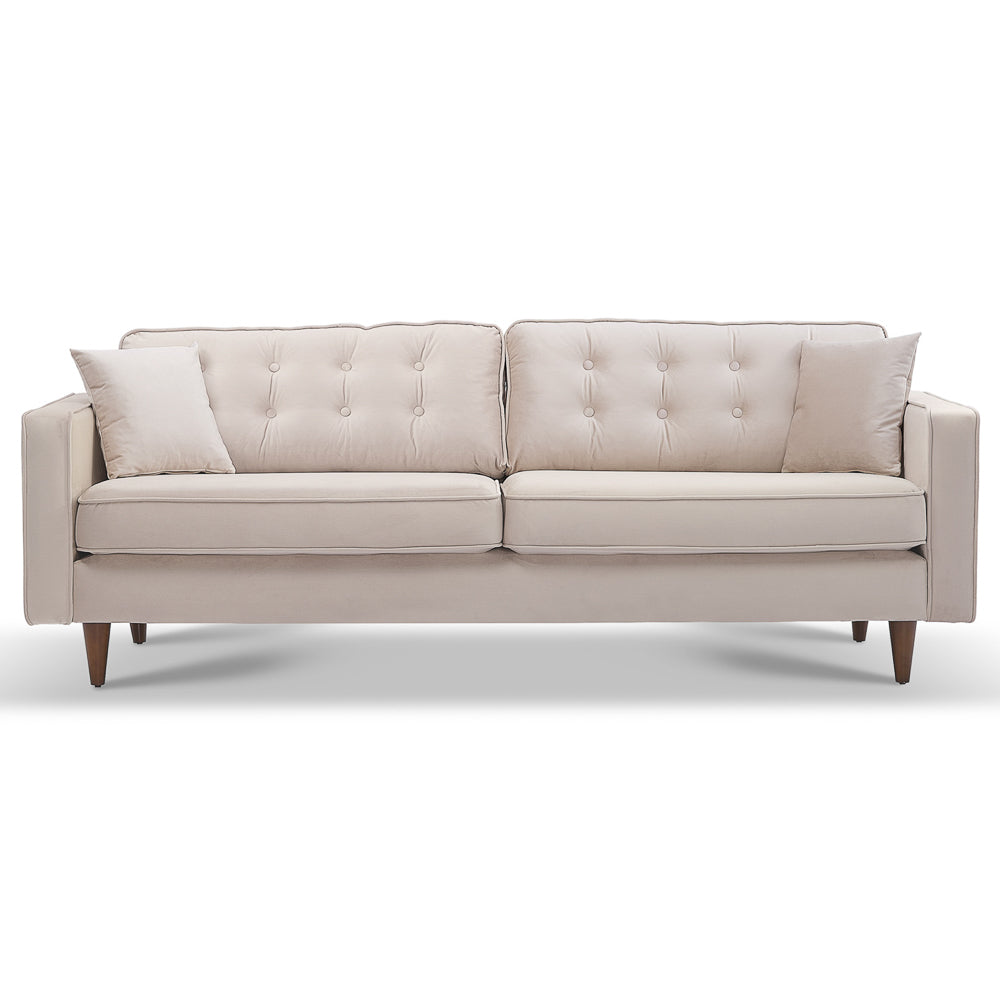 Oregon Mid-Century Modern Beige Velvet Sofa - MidinMod