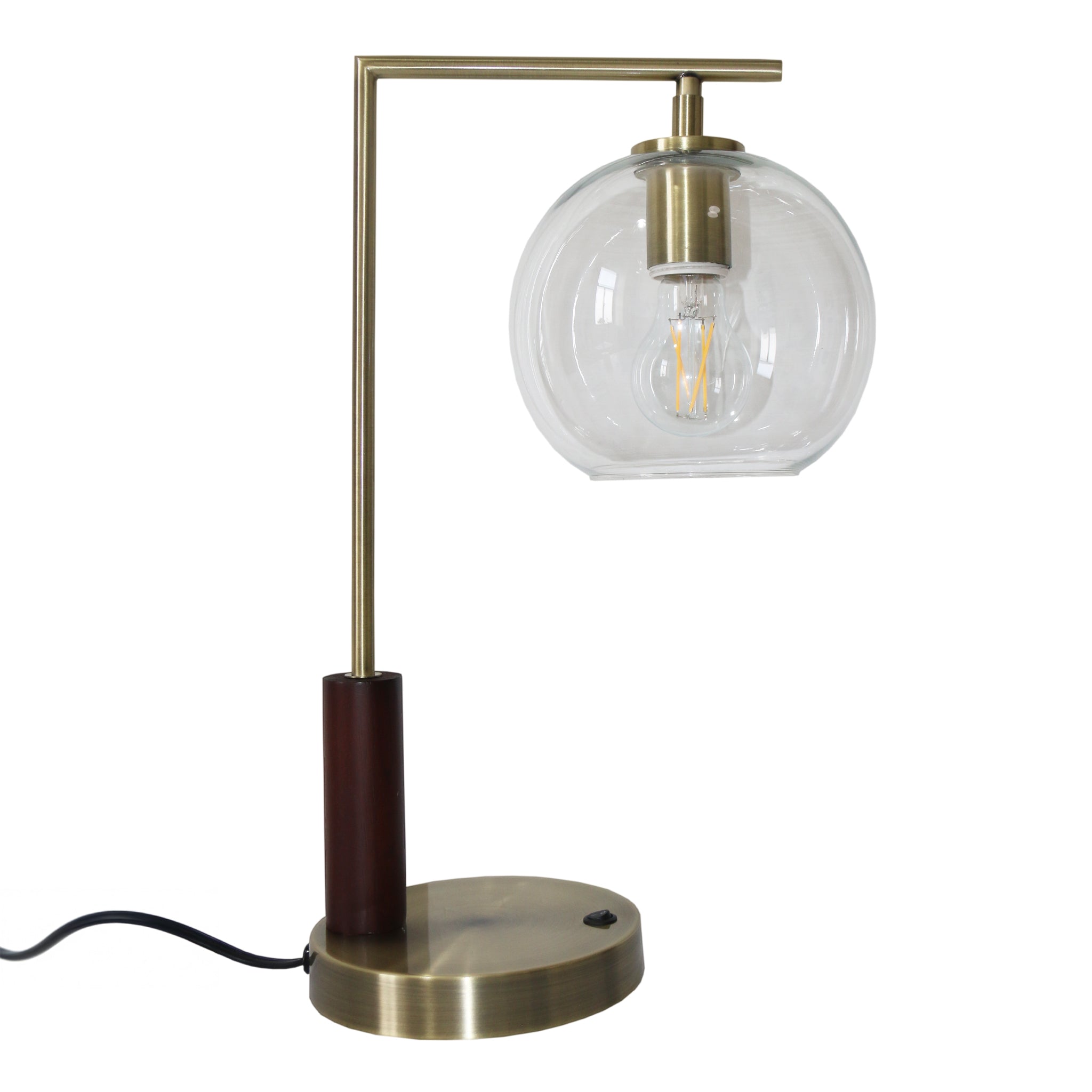 Orion Right Angle Glass Table Lamp - Bronze