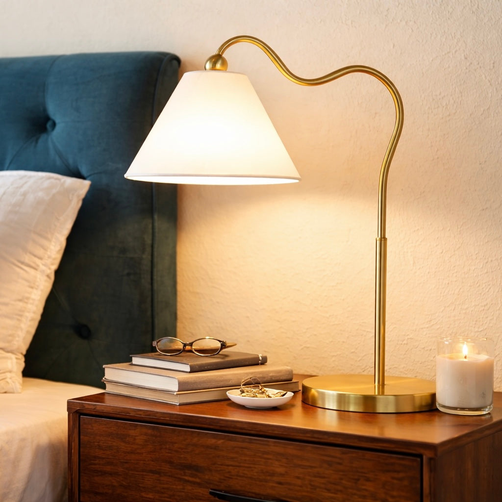 Ornate Brass Ring Base Table Lamp