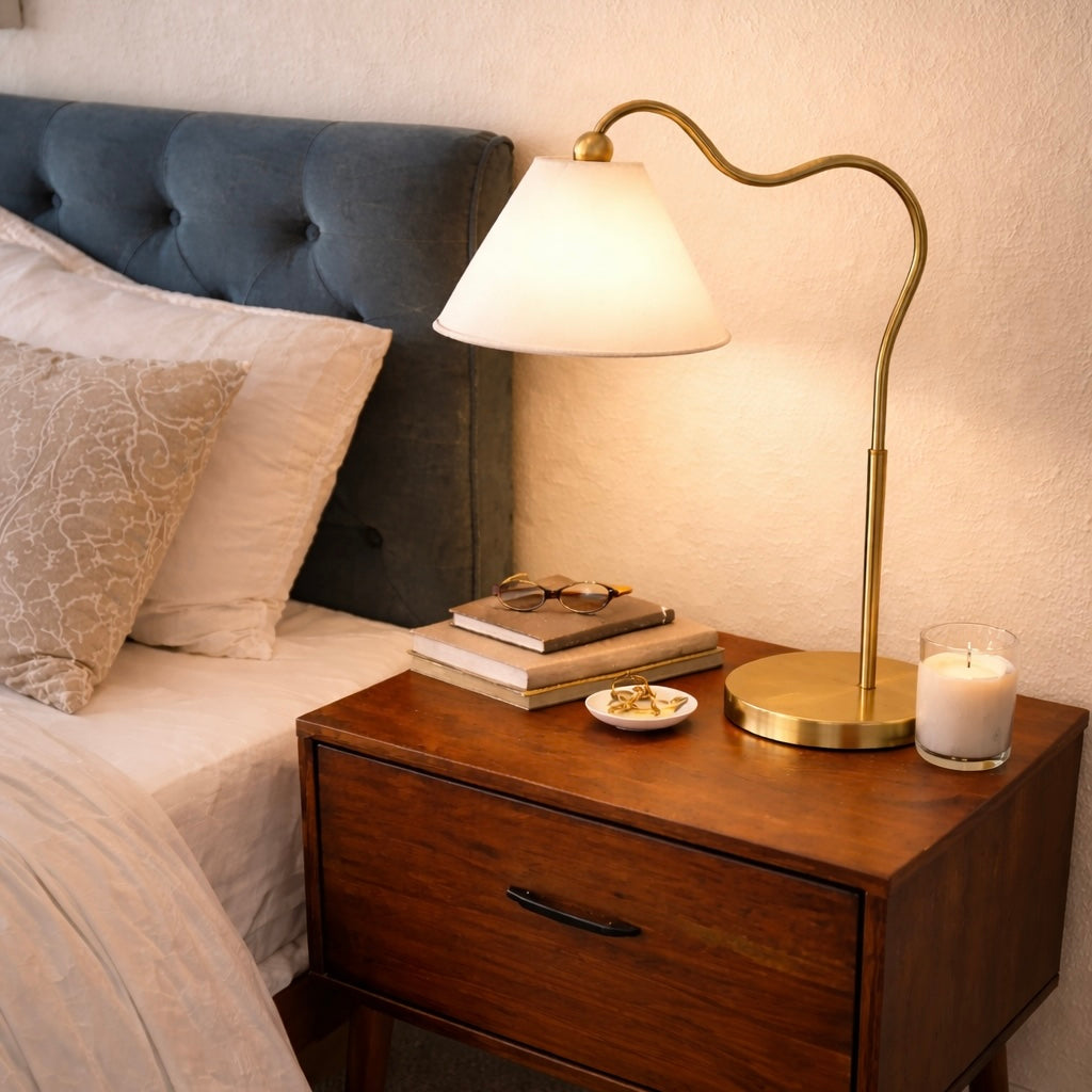 Ornate Brass Ring Base Table Lamp