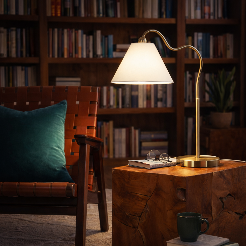 Ornate Brass Ring Base Table Lamp