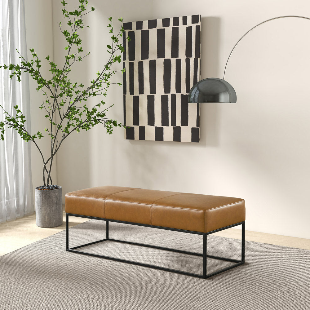 Palacios Tan Leather Bench