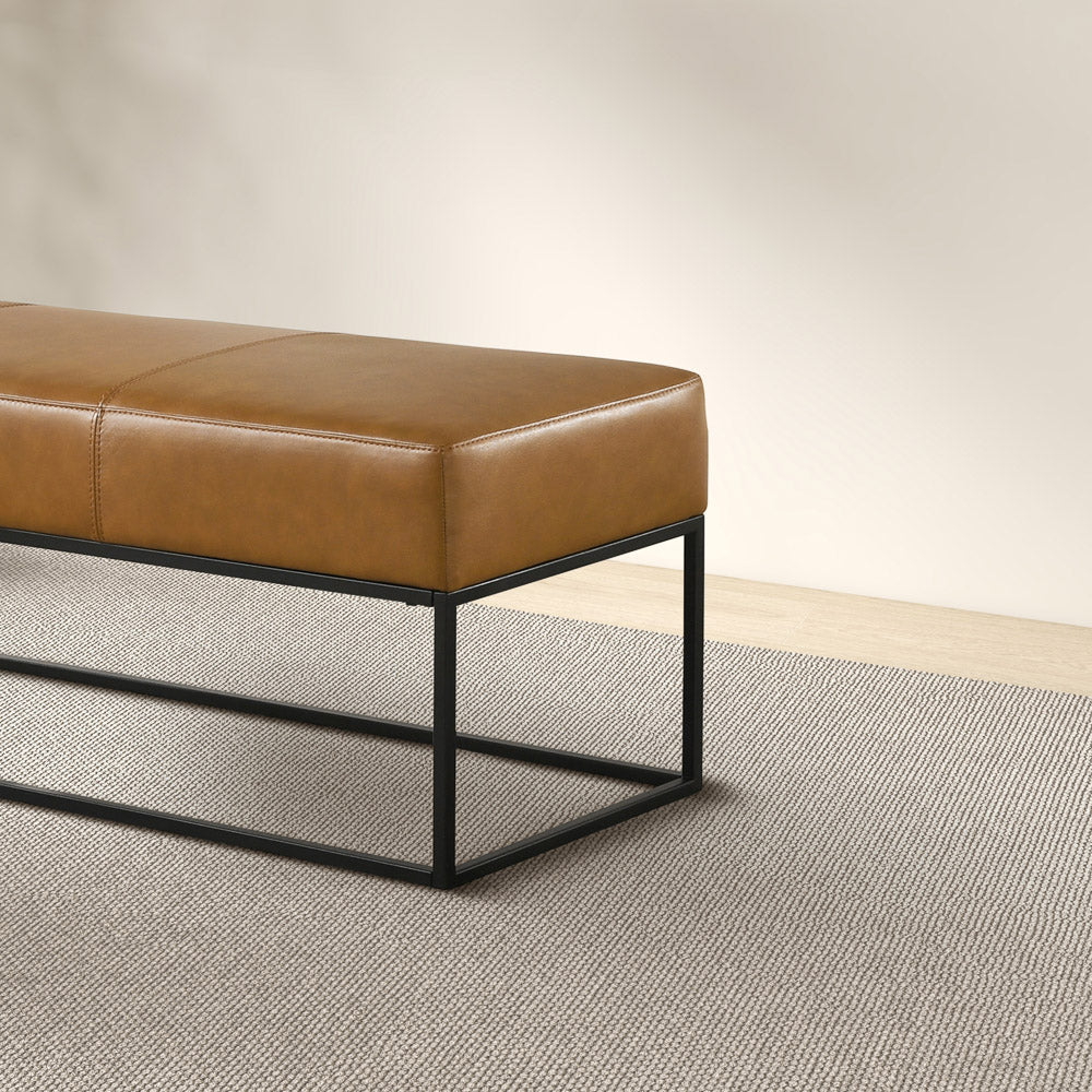 Palacios Tan Leather Bench