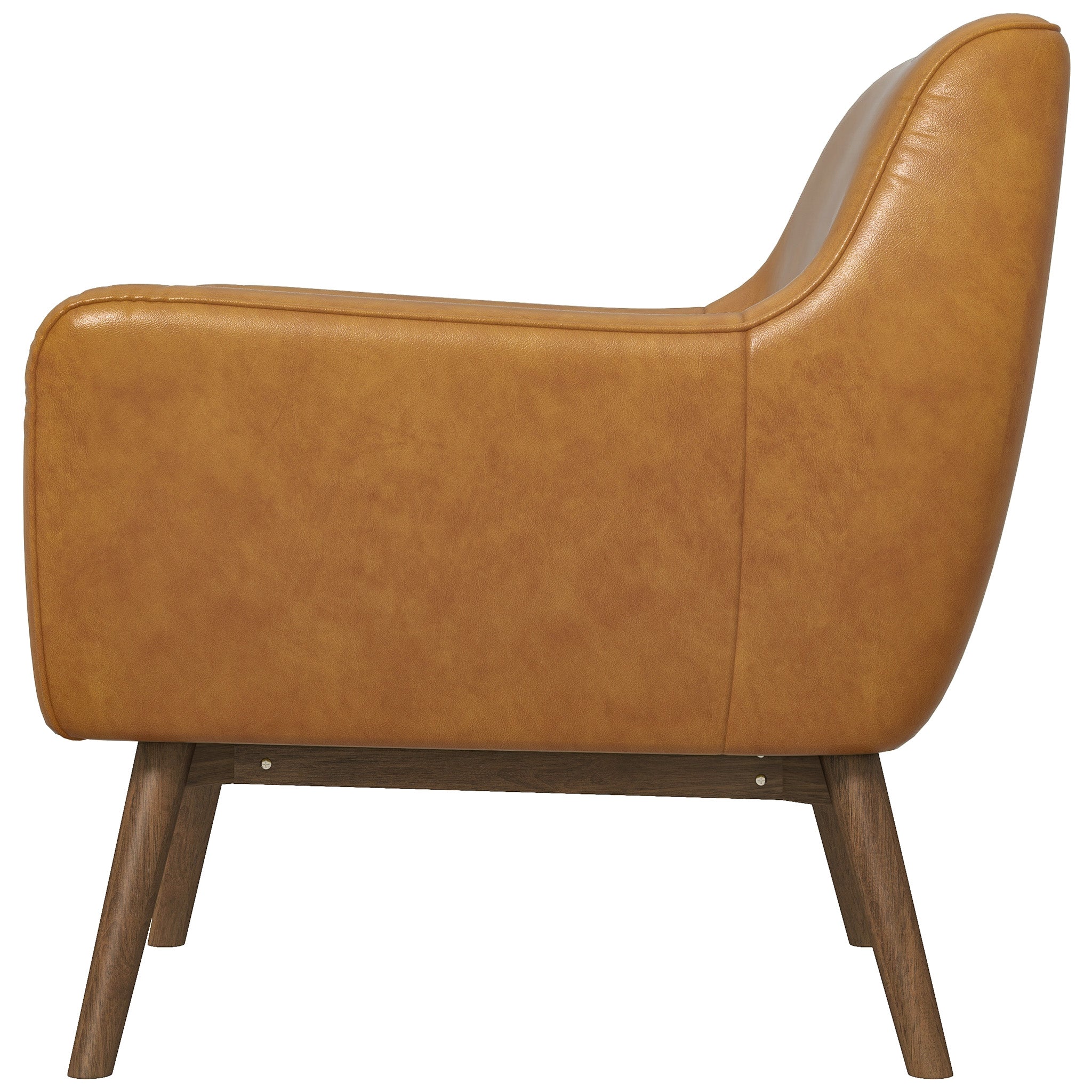 Penny Mid-Century Modern Top-Grain Leather Lounge Chair with Walnut Wood Legs - MidinMod