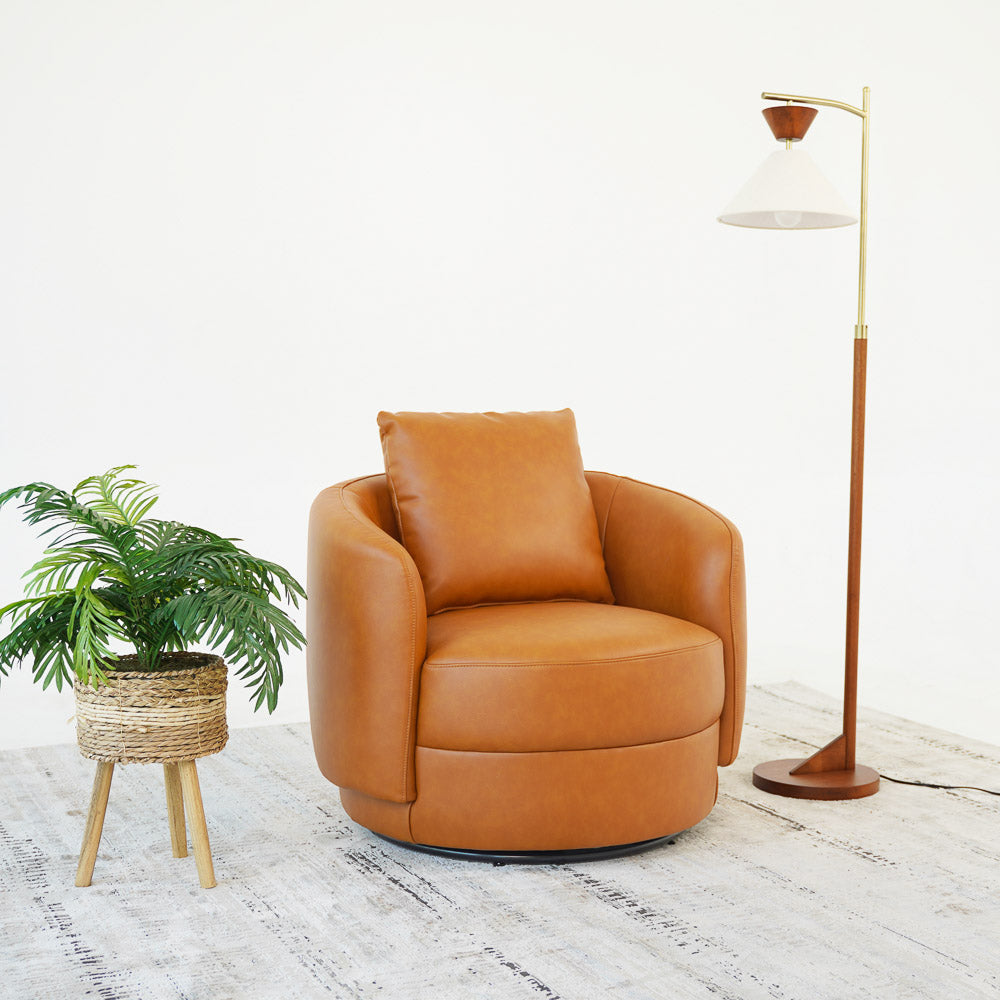 Perth Cognac Leather Swivel Chair