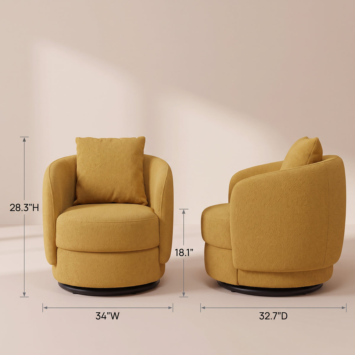 Perth Gold Boucle Lounge Chair - MidinMod