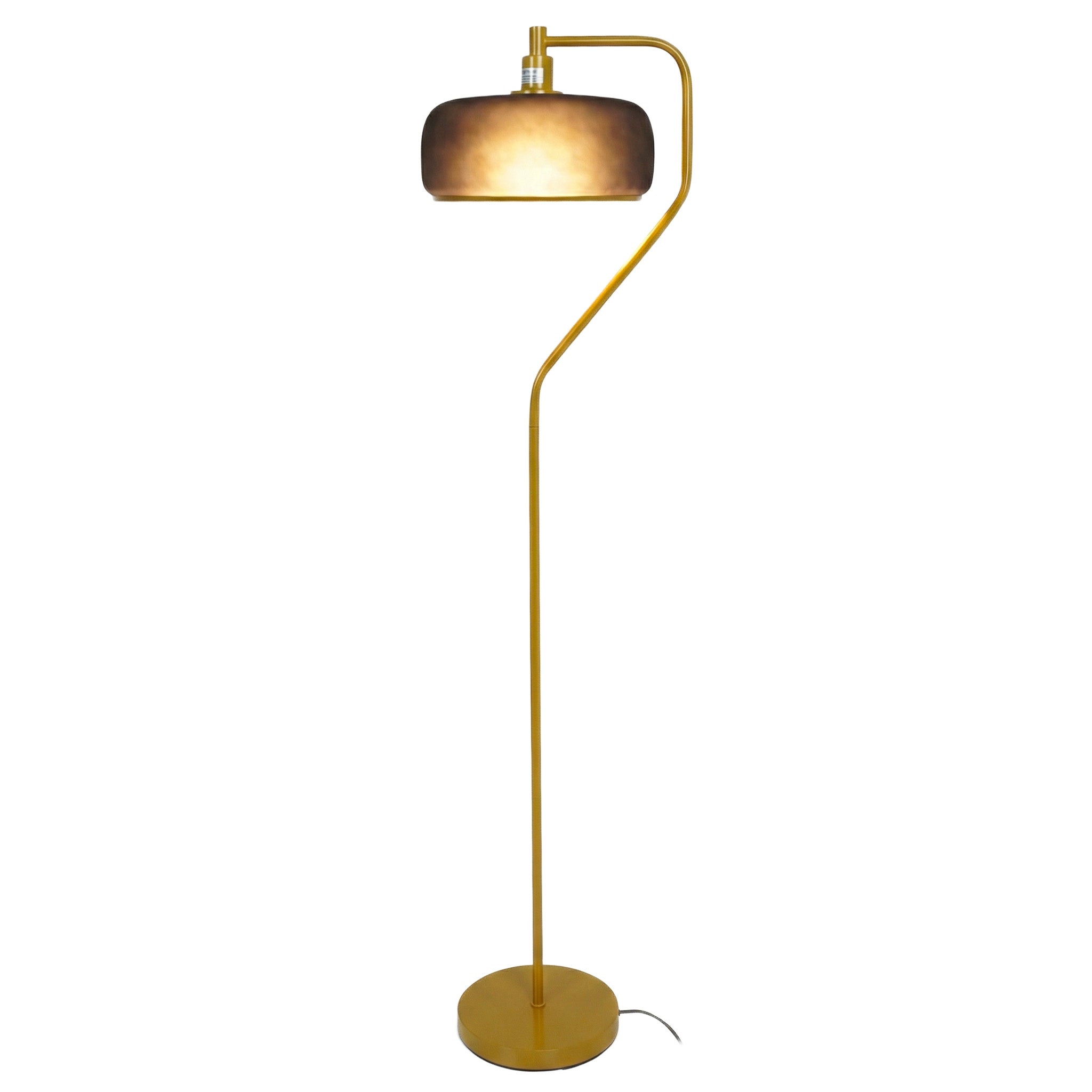 Photon Arched Floor Lamp in Gold with Black Sprayed Glass Shade | MidinMod