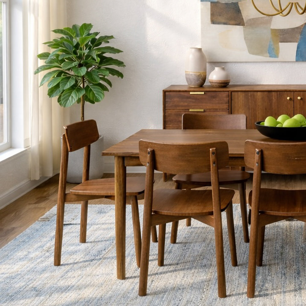 Piper Contemporary Solid Wood Walnut Dining Chairs | MidinMod