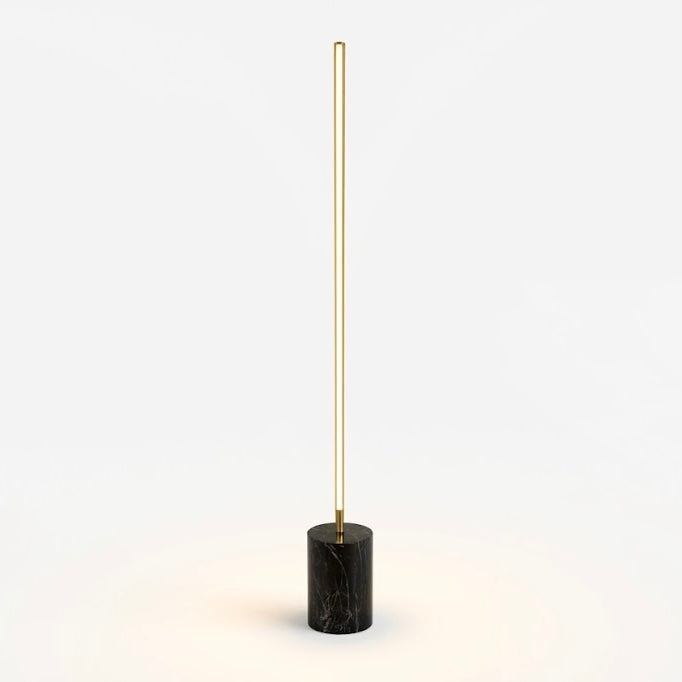 Prism Brassed Gold LED Floor Lamp with Integrated Switch and Faux Marble Base | MidinMod