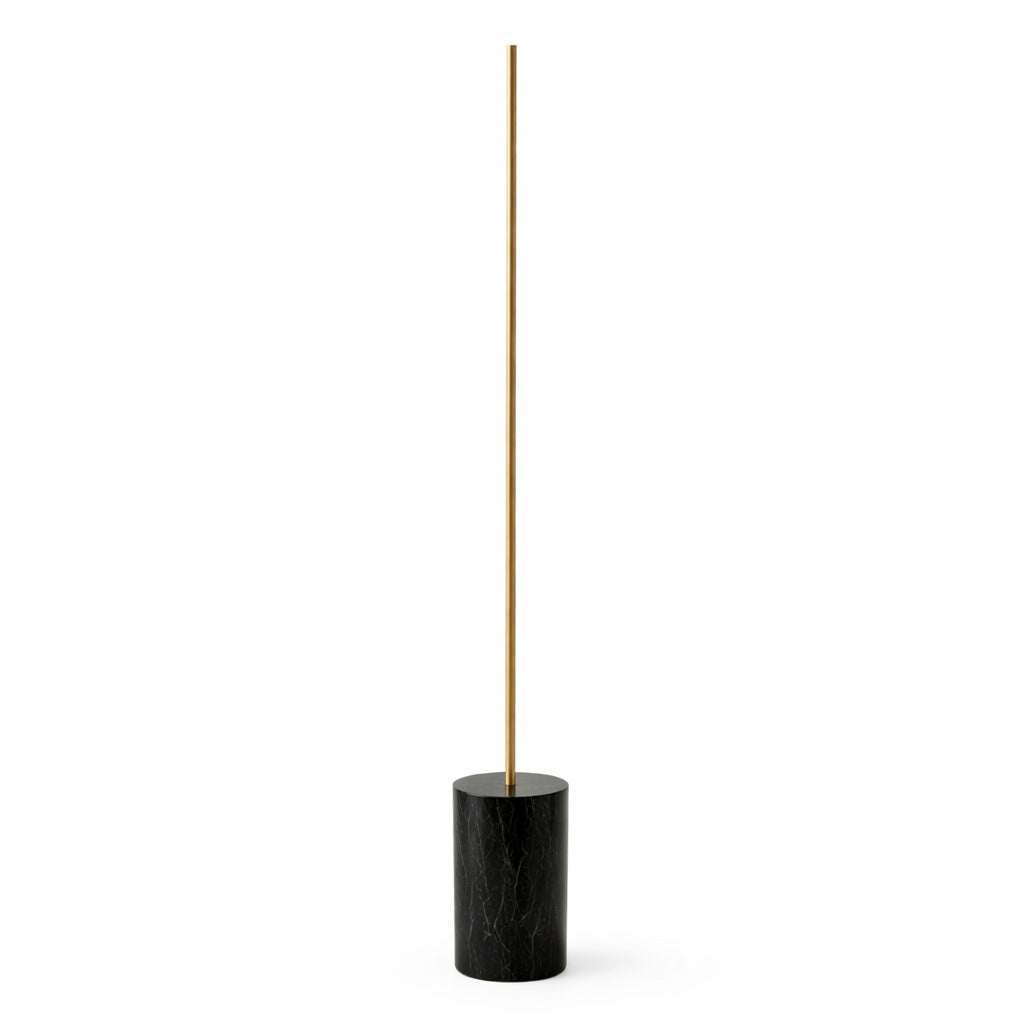 Prism Brassed Gold LED Floor Lamp with Integrated Switch and Faux Marble Base | MidinMod