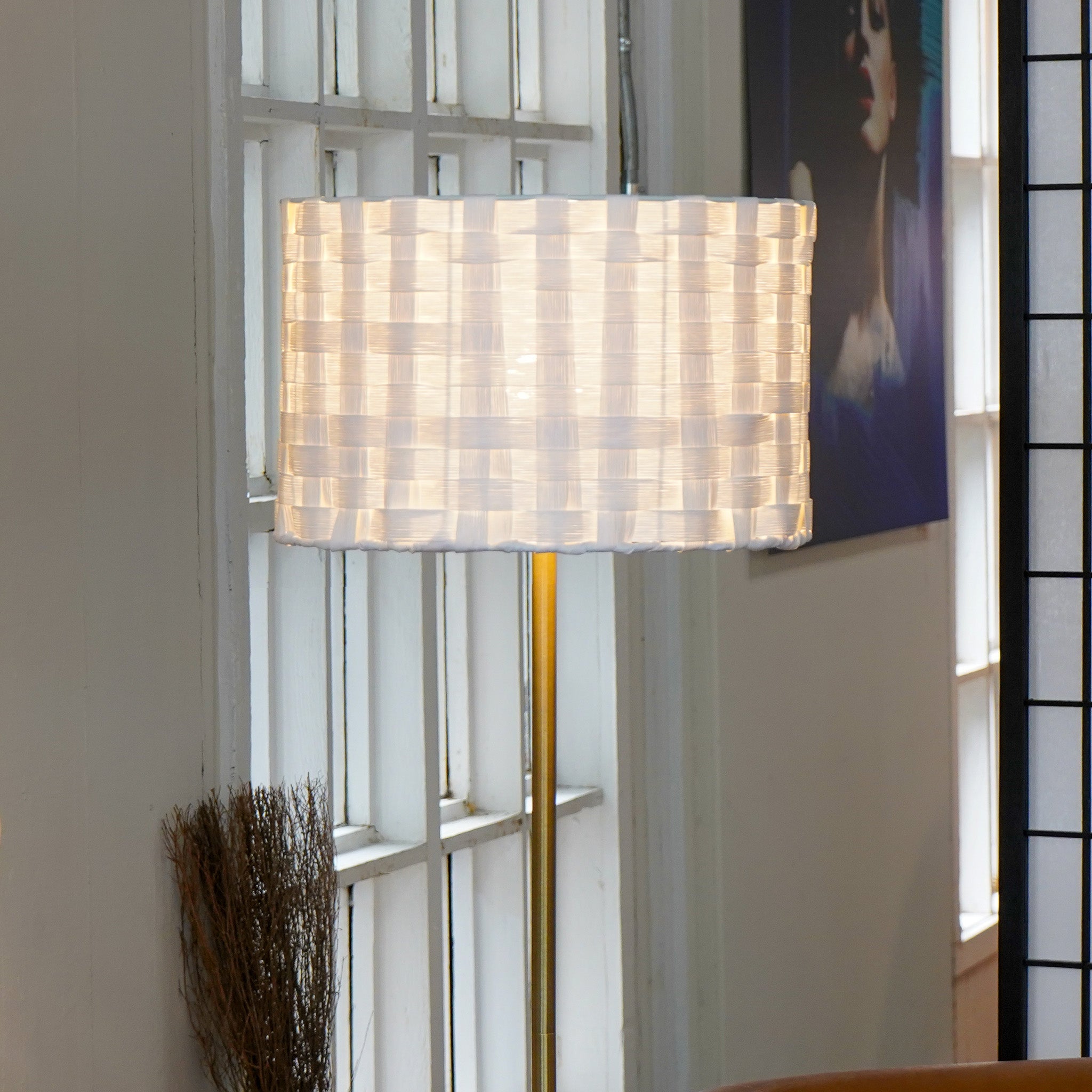 Pulsar Marble Base Floor Lamp - Dark Brown + White